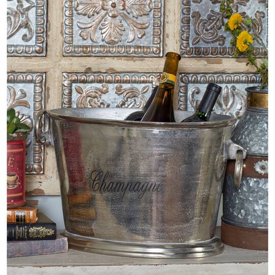 17" Silver Champagne Metal Wine Bottle Holder